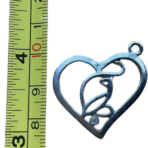 Heart-Shaped Silver Pendant With Crystal Accent - Picture 3 of 3